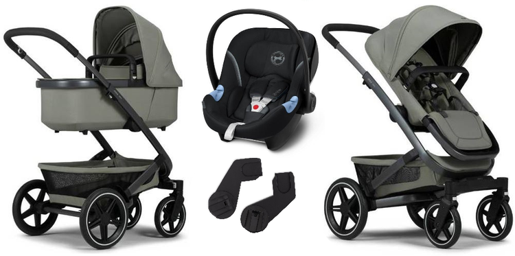 Joolz Geo 3 Wózek Głęboko-Spacerowy Mono + Cybex Aton M Fotelik Samochodowy 0-13kg + Adaptery Górne Sage Green