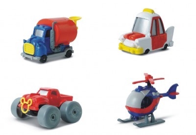 Disney auto mērogā 1:64, kolekcija 3 Truck, MickeyB, Taxi, Helicopter 1 gab.