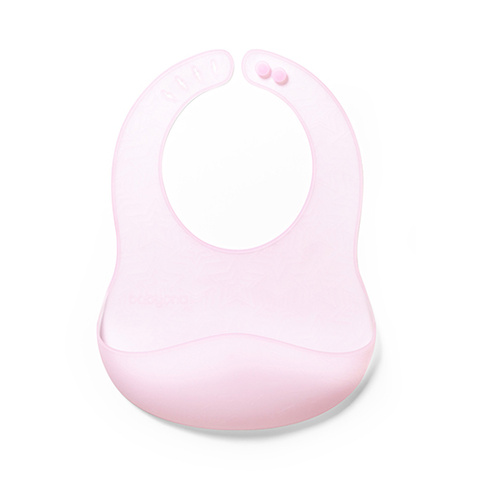 Слюнявчик силиконовый с кармашком BabyOno ULTRATHIN pink