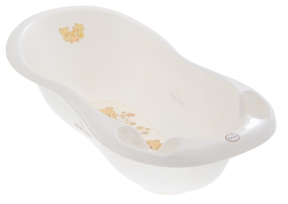 Детская ванночка c пробкой 102 см TegaBaby BEAR LUX white pearl MS-005