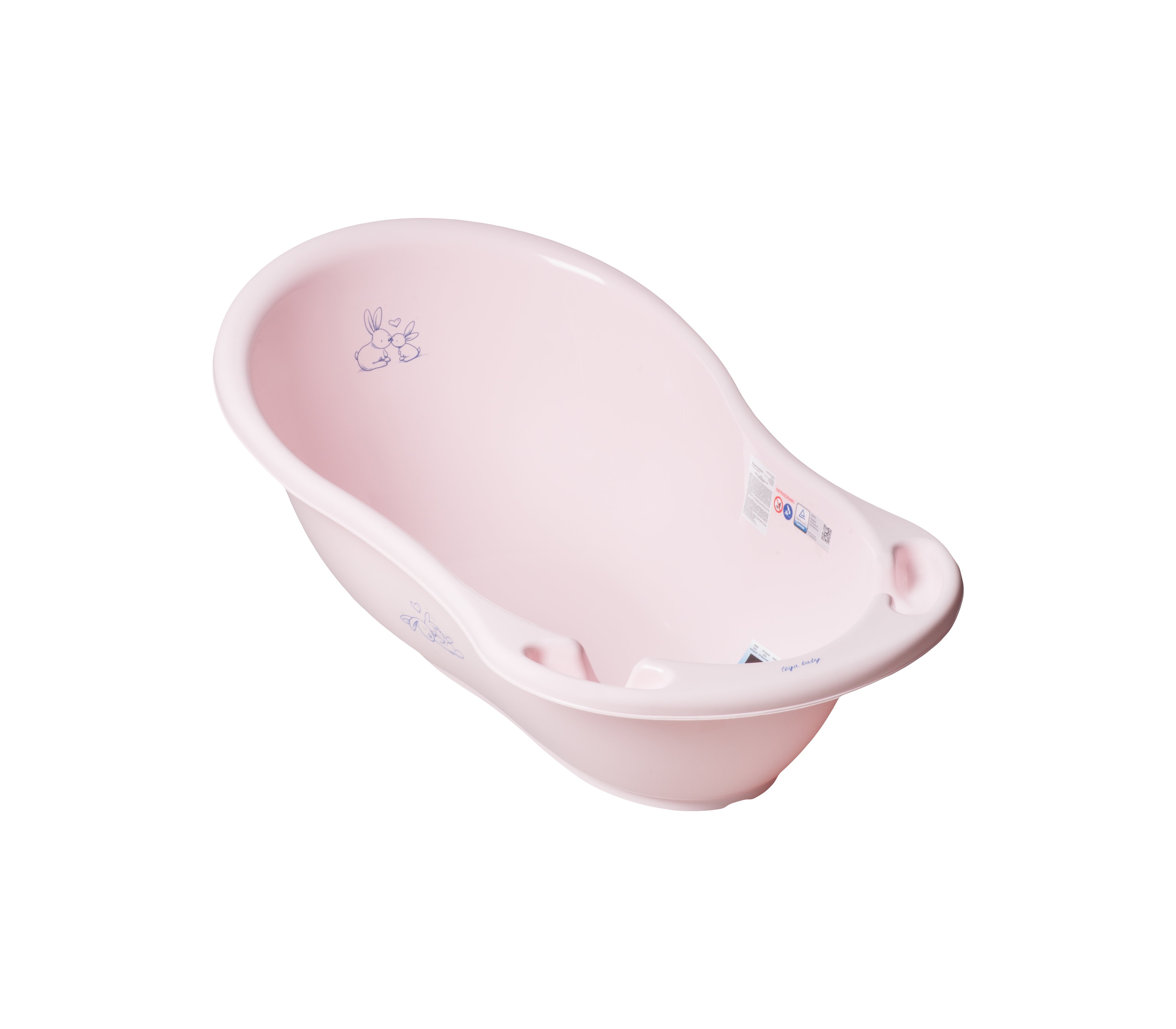 Детская ванночка с пробкой 86 см TegaBaby RABBITS light pink KR-004