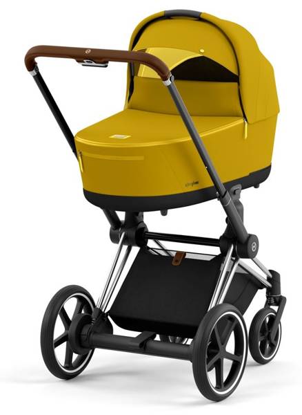 Cybex e-Priam Mustard Yellow Chrome brown frame Коляска с Люлькой