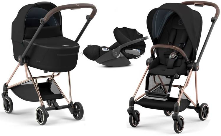 Cybex Mios 3.0 Deep Black Plus + Cloud Z i-Size + Rose gold frame Детская коляска 3in1