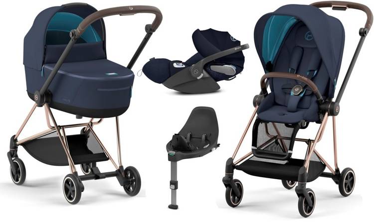 Cybex Mios 3.0 Nautical Blue + Cloud Z I-Size + Rose gold frame Детская коляска 4in1