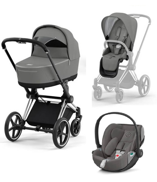 Cybex Priam 4.0 + Cloud Z2 I-size Chrome black frame Soho Grey Детская коляска 3in1