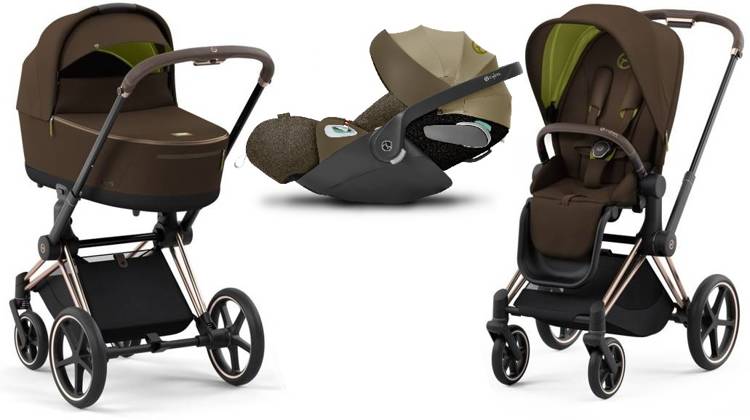 Cybex Priam 4.0 + Cloud Z2 I-size Gold rose frame Khaki Brown Детская коляска 3in1