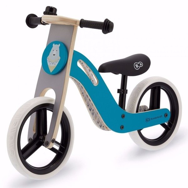 KinderKraft Balance Bike Uniq Turquoise Детский велосипед/бегунок с деревянной рамой