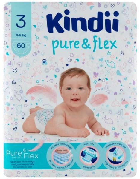 Kindii Pure&Flex подгузники 3 размер 60 шт.