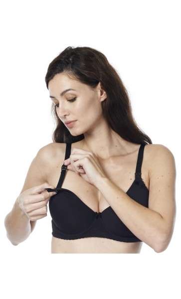 La Bebe Lingerie Basic Bio Cotton Black Бюстгальтер для кормления с отстёгивающейся мягкой чашкой