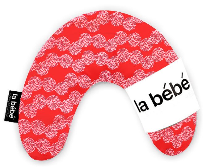La Bebe Mimi Nursing Cotton Pillow  Red Pink Dot Подковка для сна, кормления малыша 19x46 cm