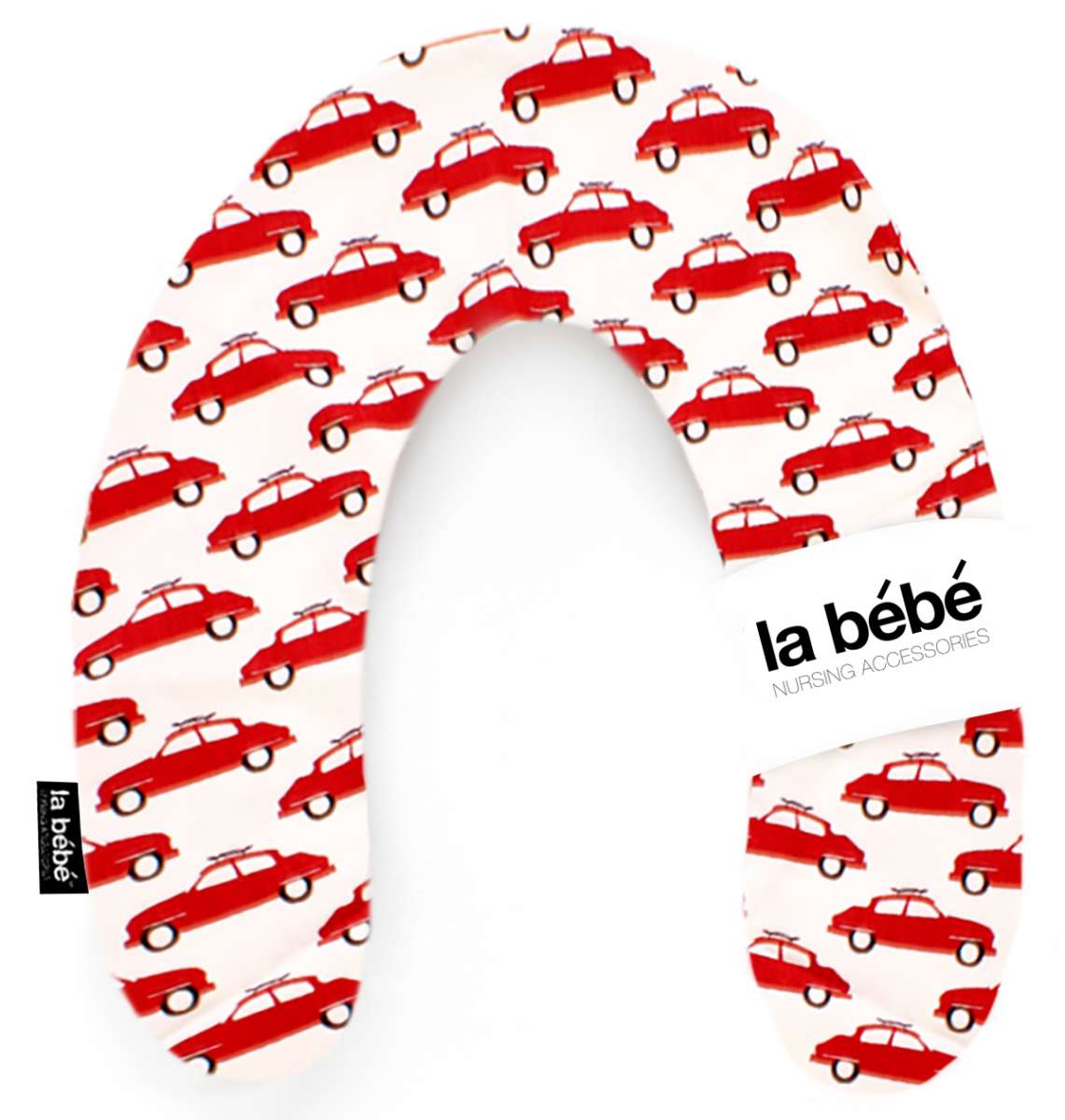 La Bebe Rich Cotton Nursing Maternity Pillow Cars Red-White Подковка для сна, кормления малыша 30x175 cm