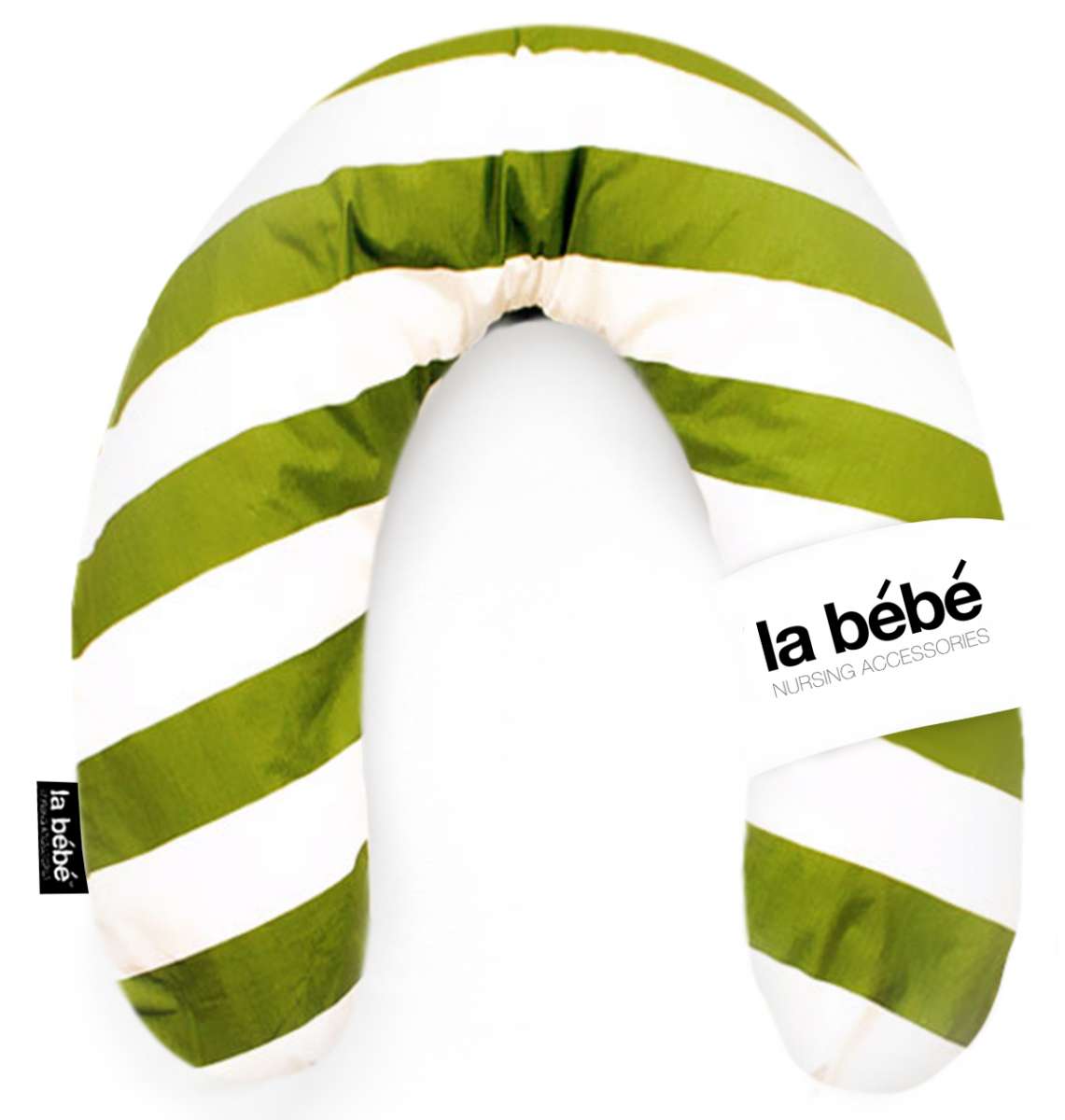 La Bebe Rich Cotton Nursing Maternity Pillow White-Green Подковка для сна, кормления малыша 30x104 cm