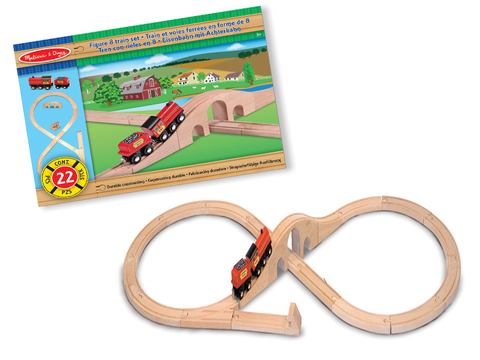 Melissa&Doug Train Set 8 Figure Деревянная железная дорога 22 дет.