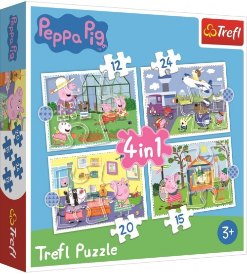 Пазл Свинка Пеппа 4in1 12/15/20/24 шт. 4+ TREFL Peppa Pig T34359