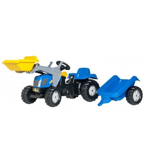 Трактор с педалями с ковшом и прицепом Rolly Toys Rolly KID NH T7040  023929