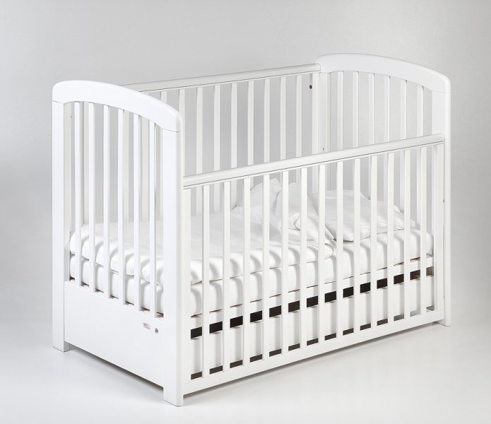 Детская кроватка с ящиком и опускающейся боковиной TROLL Nina Lux White COT-NN0027