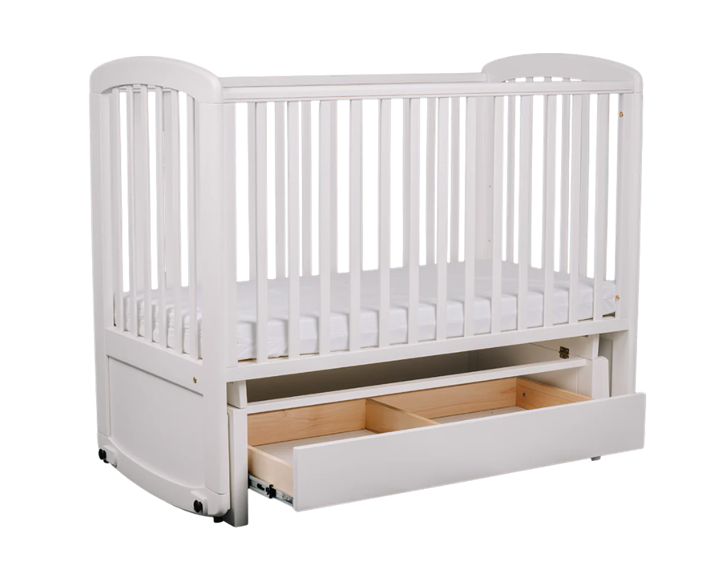 Детская кроватка колыбель с ящиком TROLL De Lux Glider White COT-GN0474