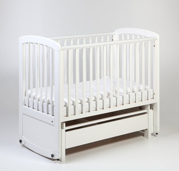 Детская кроватка колыбель с ящиком TROLL De Lux Glider White COT-GN0474