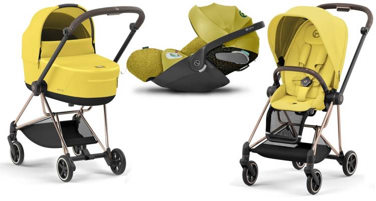 Cybex Mios 3.0 + Cloud Z2 i-Size Mustard Yellow + Rose gold frame Детская коляска 3in1