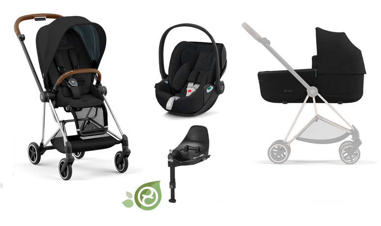 Cybex Mios 3.0 Eco Onyx Black + Cloud Z2 I-Size + Chrome Brown frame Детская коляска 4in1