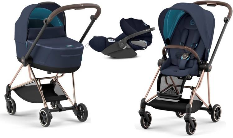 Cybex Mios 3.0 Nautical Blue Plus + Cloud Z i-Size + Rose gold frame Детская коляска 3in1