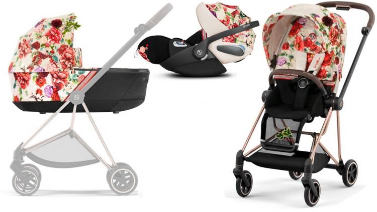 Cybex Mios 3.0 Spring Blossom Light + Cloud Z i-Size + Rose gold frame Детская коляска 3in1