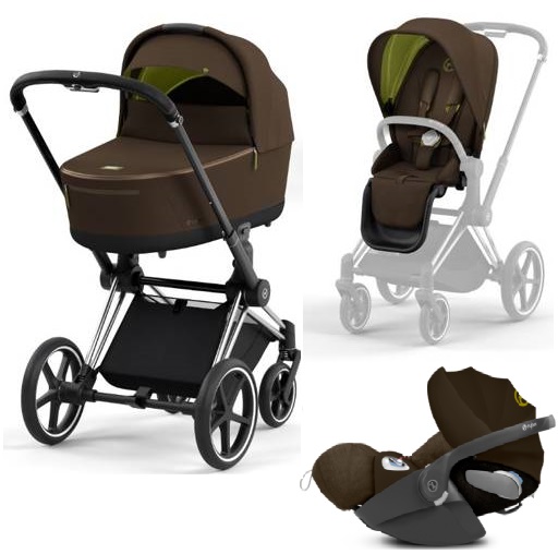 Cybex Priam 4.0 + Cloud Z I-size Chrome black frame Khaki Brown Детская коляска 3in1