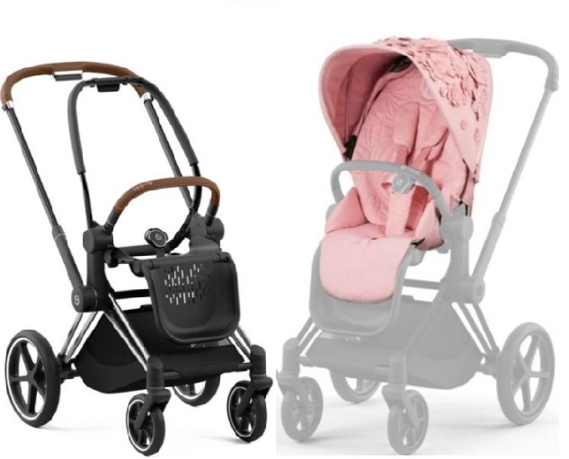 Cybex Priam 4.0 Pale Blush Simply Flowers + Chrome brown frame Прогулочная коляска