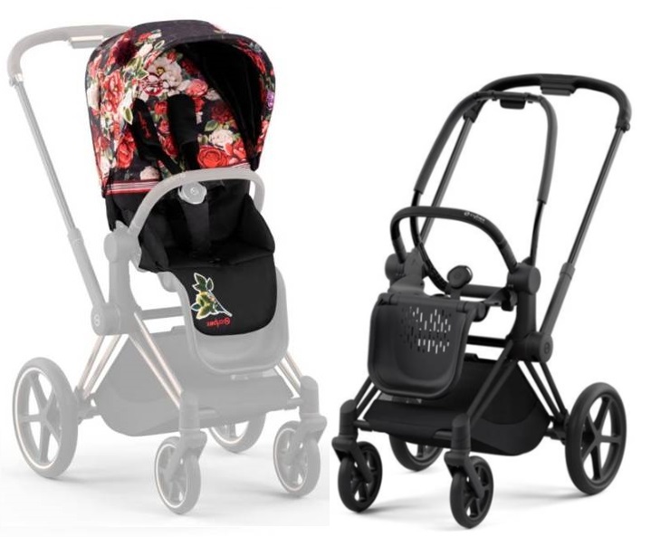 Cybex Priam 4.0 Spring Blossom Dark + Matt black frame Прогулочная коляска