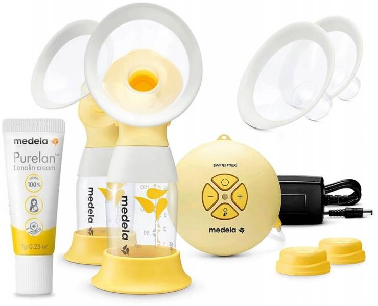 Двойной электрический молокоотсос Medela Swing Maxi Flex + крем для сосков Purelan Lanolin