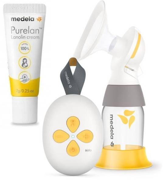 Электрический молокоотсос Medela Solo Single + крем для сосков Purelan Lanolin