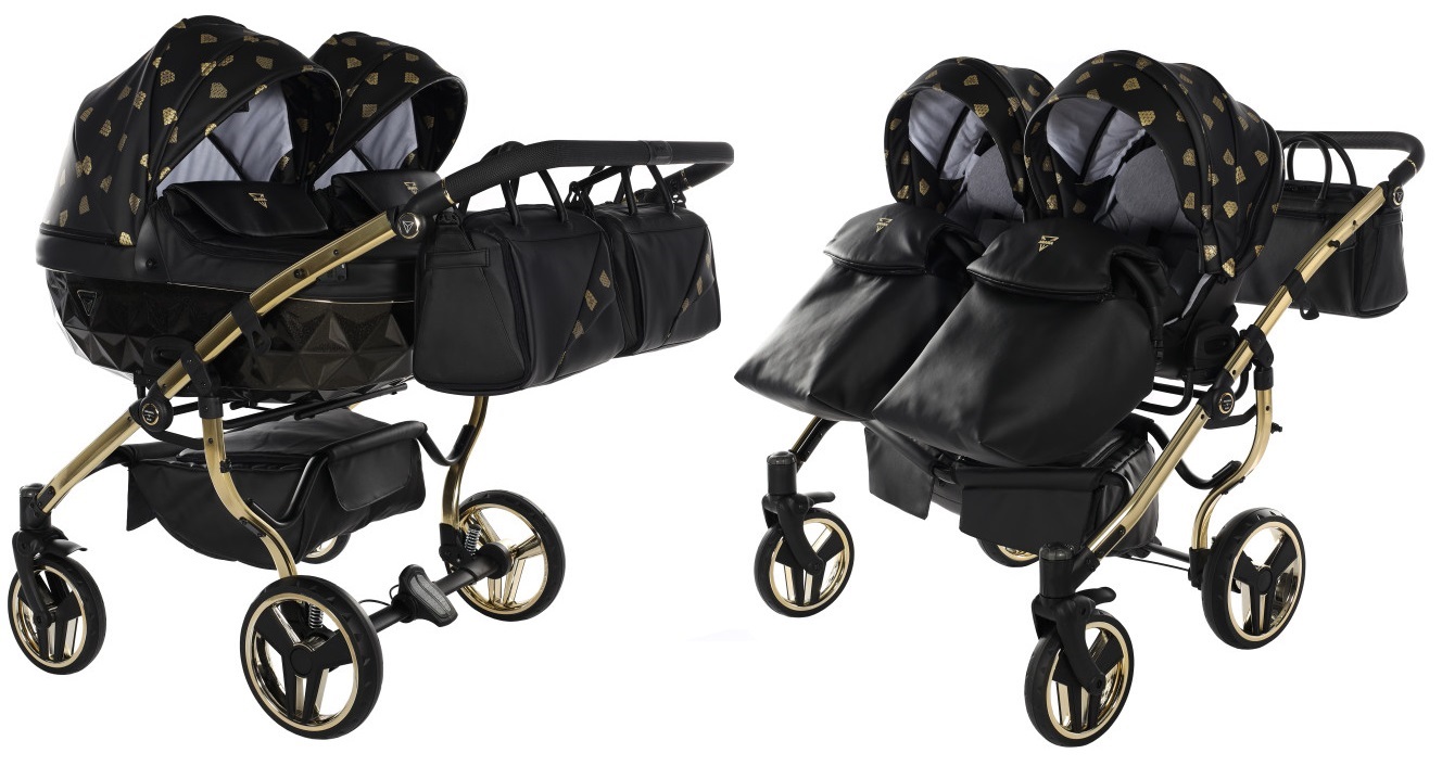 Junama Glow Duo 05 Black Gold Коляска для двойняшек 2in1