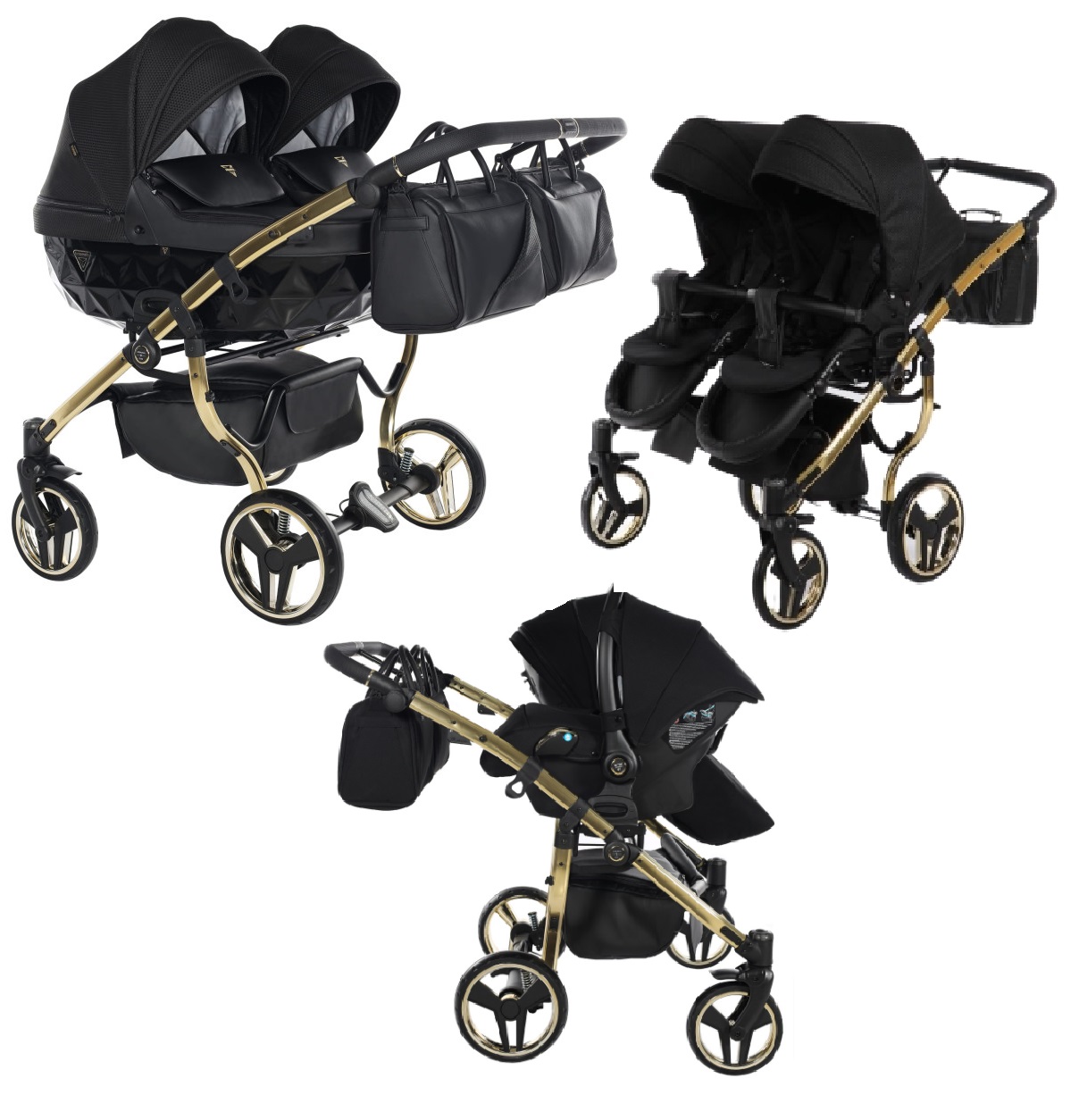 Junama Saphire Duo 03 Black Коляска для двойняшек 3in1