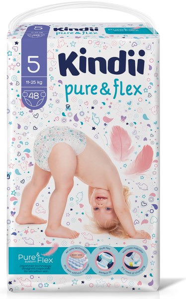 Kindii Pure&Flex подгузники XL 5 размер 48 шт.