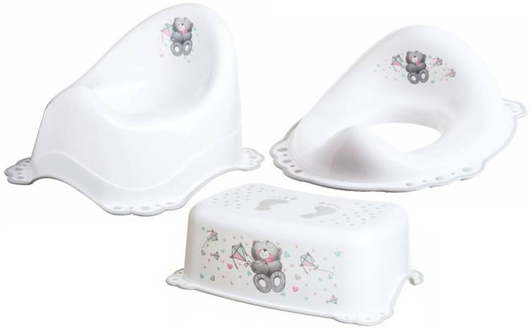 Maltex SET Bear White Комплект: Подставка-Ступенька + Детский горшок + Накладка на унитаз