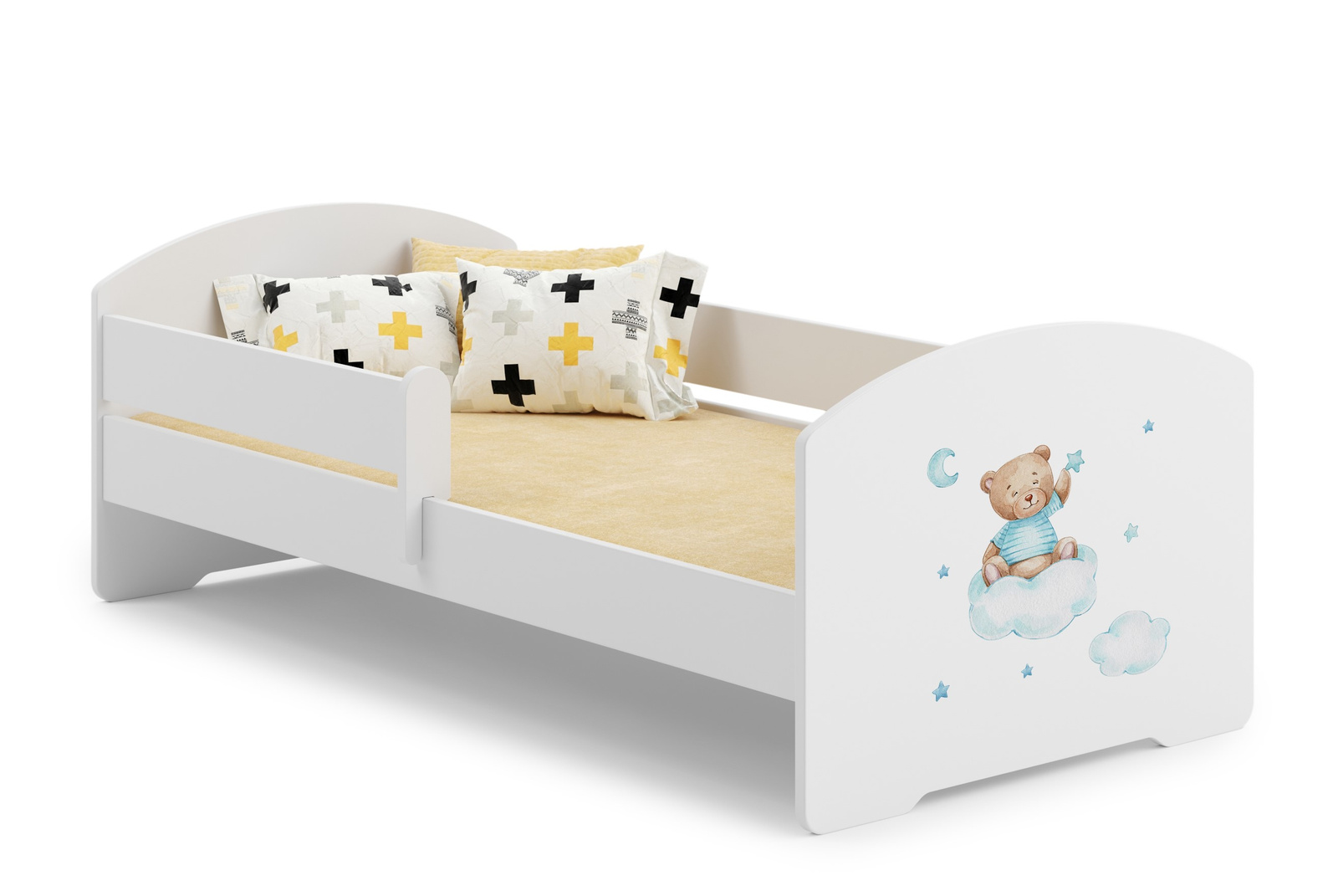 Детская кровать LUK 140x70 с бортиком Blue teddy bear