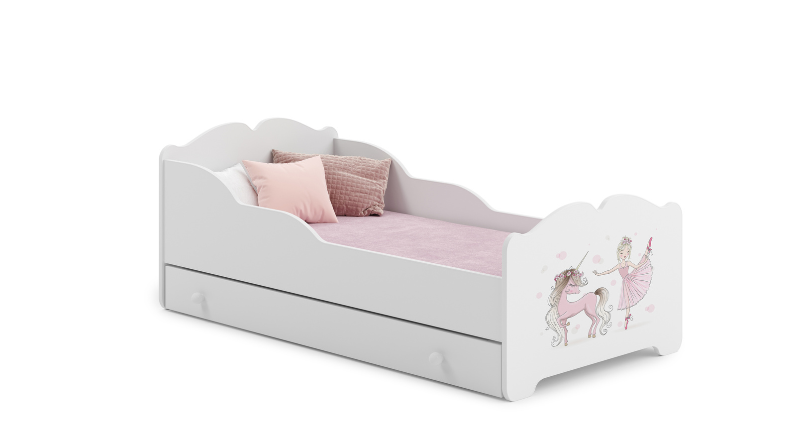 Детская односпальная кровать с ящиком Anna Girl with unicorn 140x70