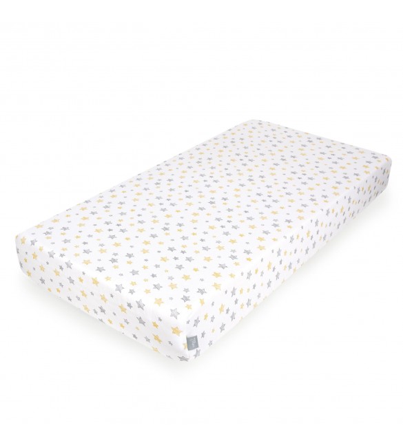 Palags jersī ar gumiju YELLOW STARS 120x60 cm  Ceba Baby 823-120 [A]