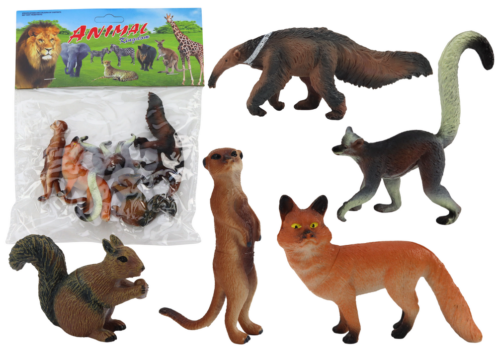 Animal Figurines 5 Pieces Squirrel Meerkat Anteater Fox Lemur