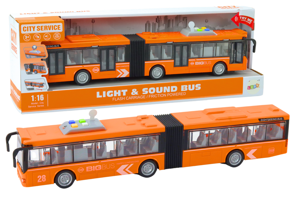 Articulated City Bus 1:16 Drive Lights Sounds Drive Orange