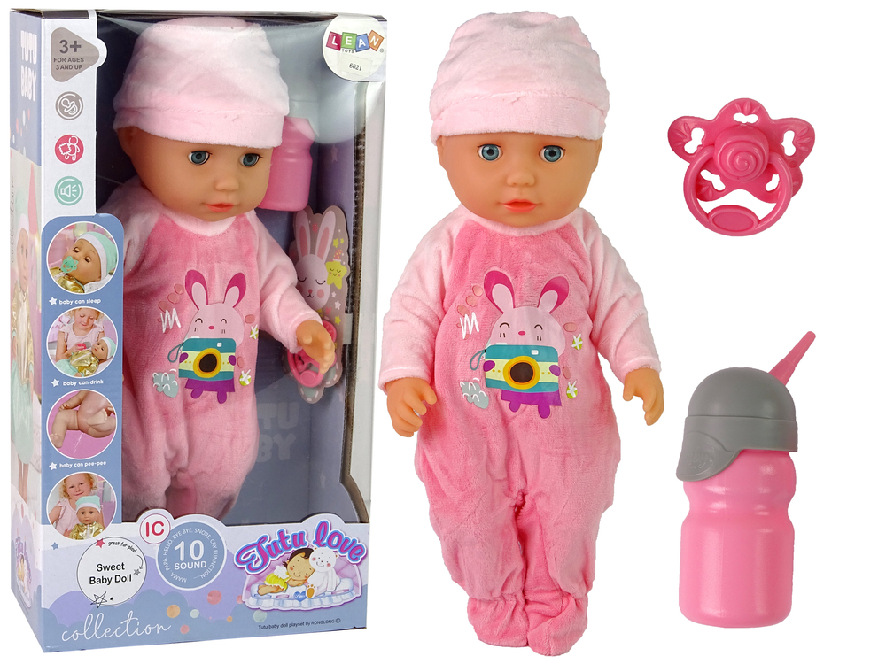 Baby Doll Pee Sounds Puppet Bottle Pink Pyjamas