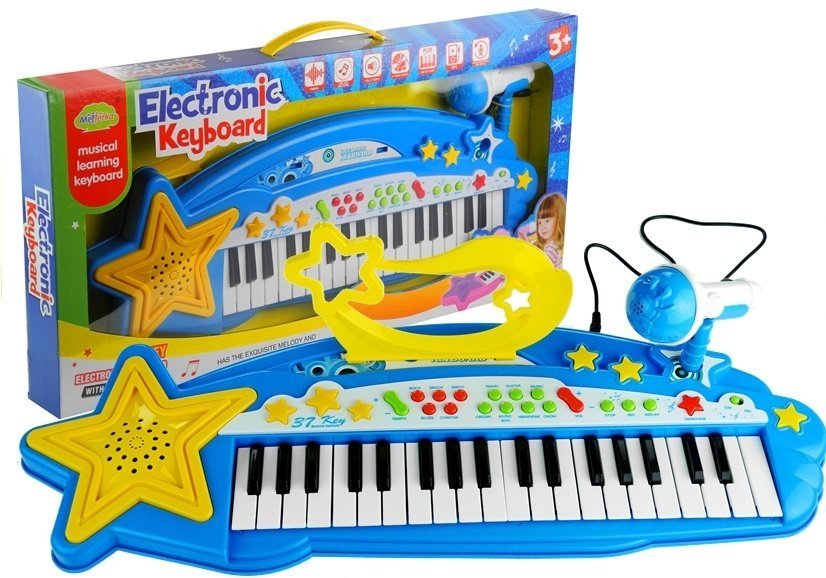 Big Keyboard with MP3 37 Keys with Microphone Blue