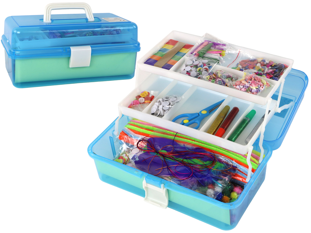 Blue Expandable Suitcase Set Artistic Creative Plastic DIY