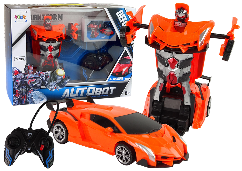 Car Robot Transformers 2in1 Pilot R/C Light Sound Drift Orange colour