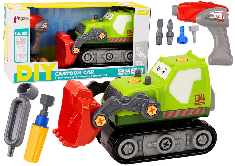 Cartoon Crawler Excavator To Disassemble DIY Green