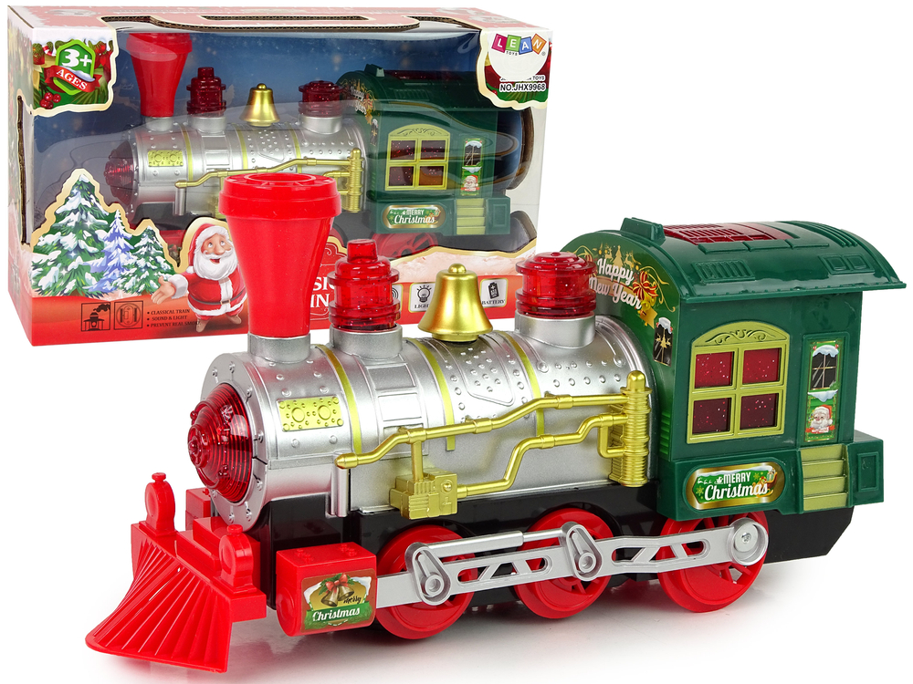 Christmas Locomotive Lights Sound Green Battery Operated