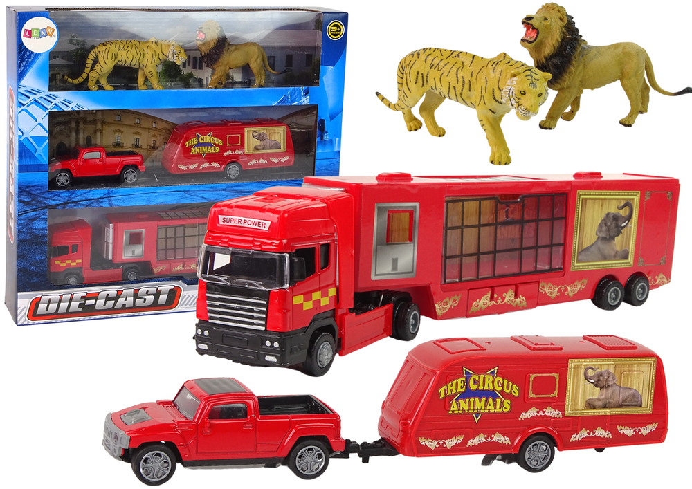 Circus Animals Vehicle Set The Circus Animals Truck + Car with Trailer