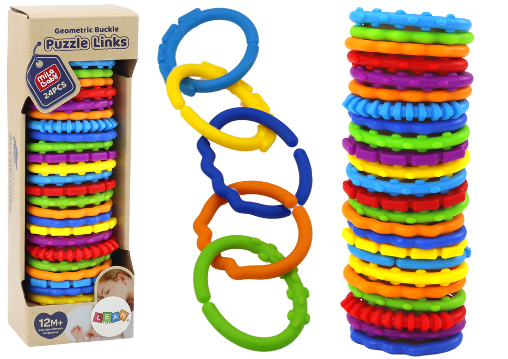 Colorful sensory bracelets for babies, 24 pieces