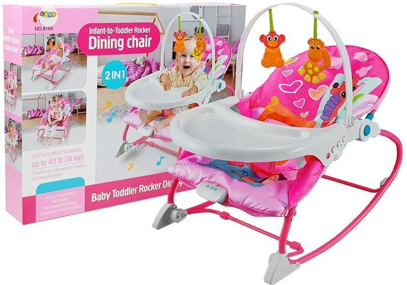 Cradle Rocker Chair 2 in 1 Feeding Chair Pink