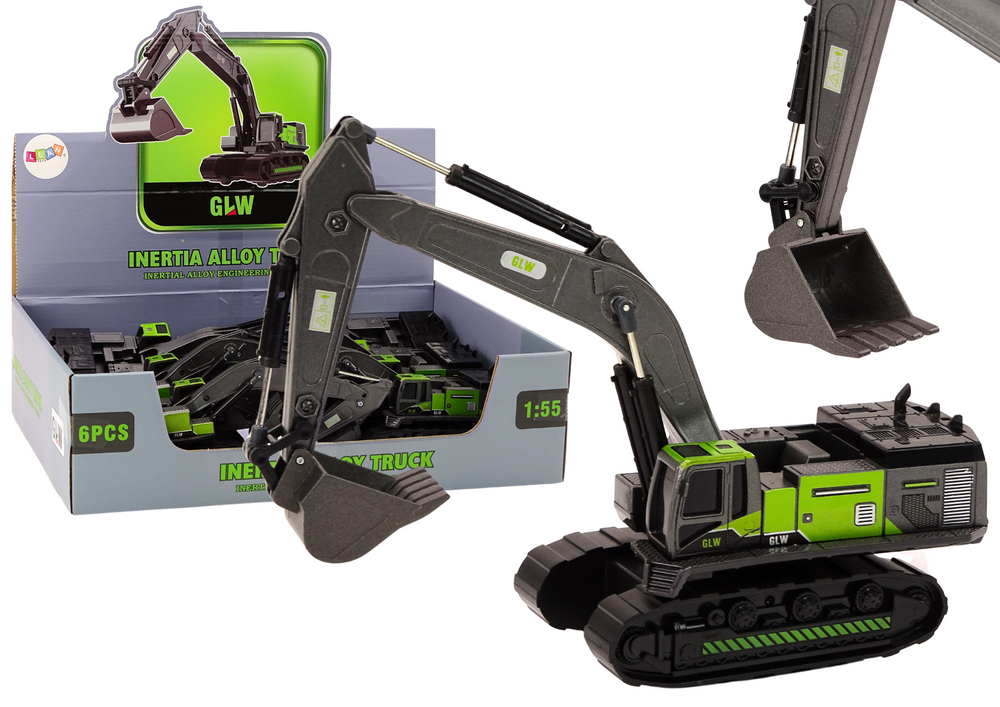 Crawler Excavator Metal Bucket 1:55 Black and Green